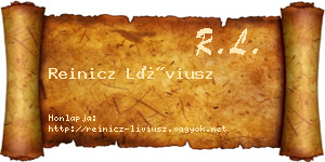 Reinicz Líviusz névjegykártya