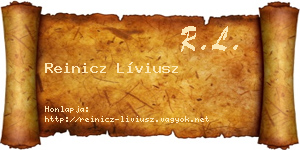 Reinicz Líviusz névjegykártya